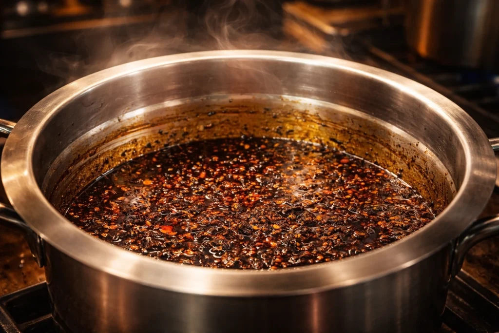 Salsa Macha en cocción